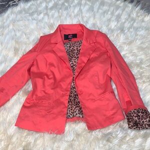 2 b BEBE Coral Single-Button Blazer with Leopard Lining